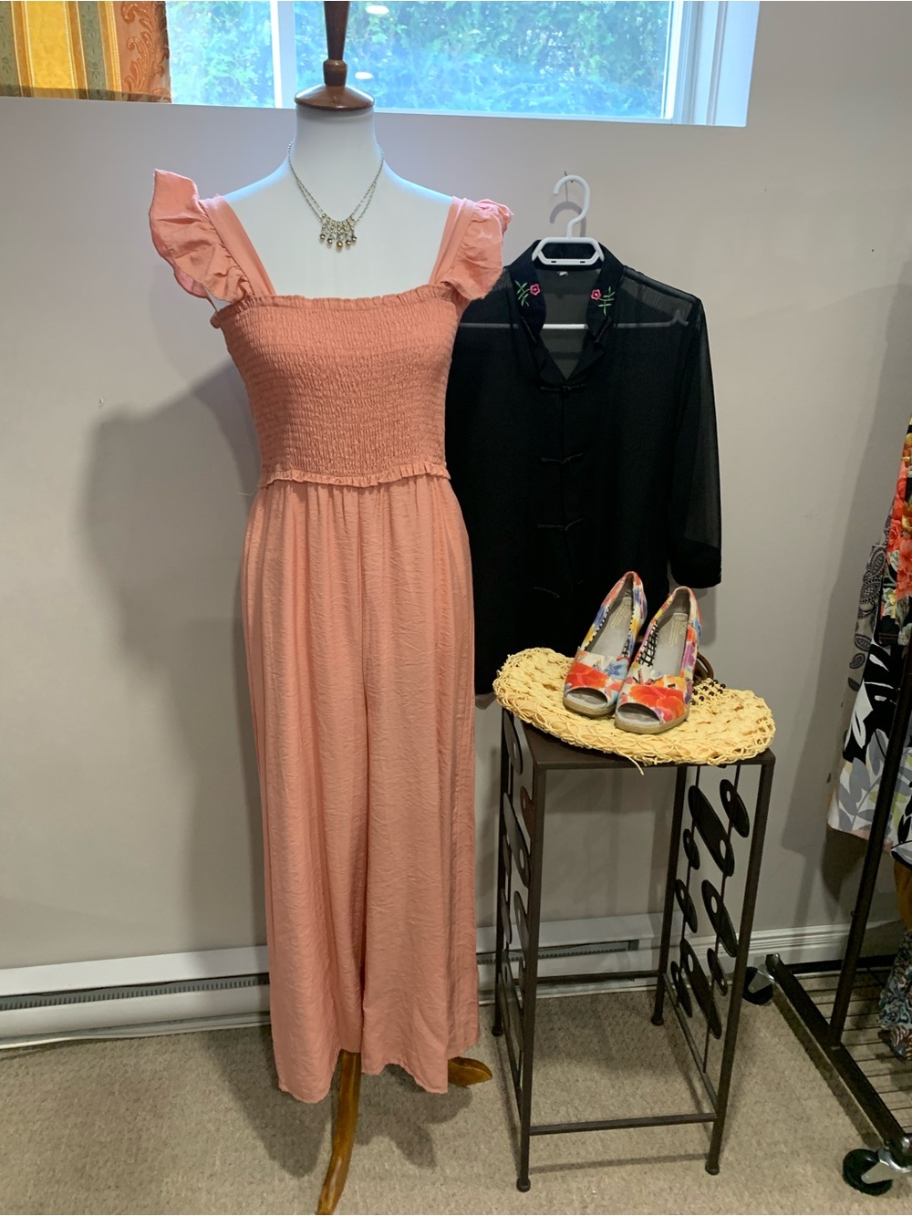 NWT Peach Smocked jumpsuit wide leg by Simplee
